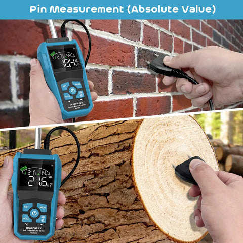 Pin And Pinless Workhorse Moisture Meter With Color LCD And Acoustic Alarm Dual Mode For Wood And Construction Moisture Gauge Detects 20 To 40 Millimeter Wall Thickness And Works On Concrete Masonry Drywall And Other Materials on brick and wood