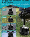 Heavy Duty 6 Inch Trailer Jack Blocks 4 Pack, versatile jack support on sand, grass, gravel, and snow for RV stability.