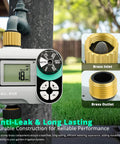 Programmable Sprinkler Timer With Brass Inlet And Outlet For Garden Hose Rain Delay Automatic And Manual Watering System Digital Drip Irrigation Timer For Yard And Lawn No Fuss Setup attached to pipe