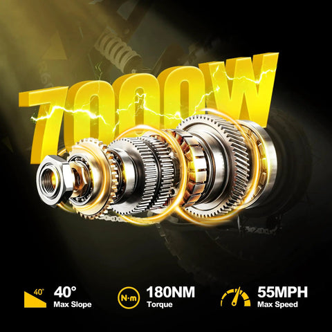 Internal gears of Powerful 7000W Peak Electric Dirt Bike For Adults emphasizing 7000W motor and performance metrics