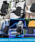 Comfortable Lumbar Support Pillow For Office Chair And Car With Mesh Cover And Double Adjustable Straps in various settings
