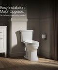 Bathroom view of Manual Dual Wand Bidet Toilet Seat With Quiet Close Elongated Design installed on a white toilet.