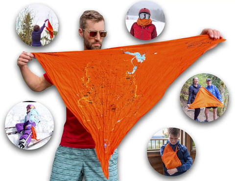 Yosemite Map Survival Bandana And Grab-and-Go Emergency Navigation Scarf, Blaze Orange Waterproof Signal Triangle 40x40x52 Inches