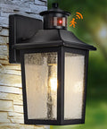 Smart Motion Sensor Outdoor Wall Light Dusk To Dawn LED Waterproof Exterior Fixture for Porch Patio Garage, black