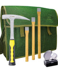 Geology Tools Kit With Musette Bag For Prospectors Includes Rock Pick Hammer Chisels Magnifying Glass And Durable Canvas Tool Bag