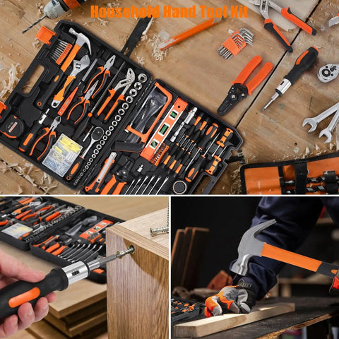 236 Piece Tool Set With Plastic Storage Case For Auto Repair And Home DIY Wrenches Sockets Screwdrivers Pliers And More Durable Chrome Finish Anti Corrosion Comfortable TPR Grips