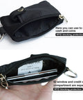 Ultra Slim RFID Blocking Wallet With ID Window And Lanyard, Water Resistant Zip Case For Cards And Cash, Unzipped View