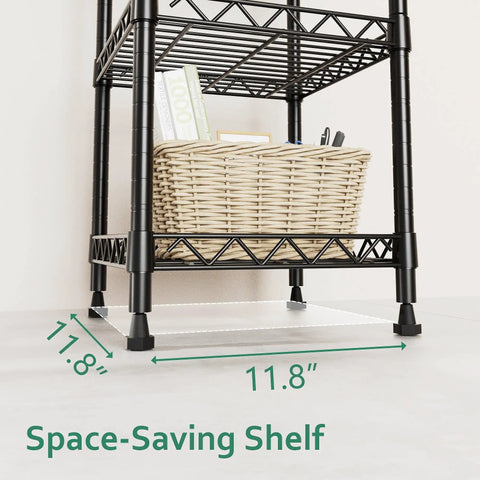 Rock Solid 5 Tier Steel Wire Shelving Rack With Adjustable Heights Easy Setup For Kitchen Laundry Or Bathroom Space Saving Storage Unit In Sleek Black Finish That Really Steps Up Your Game