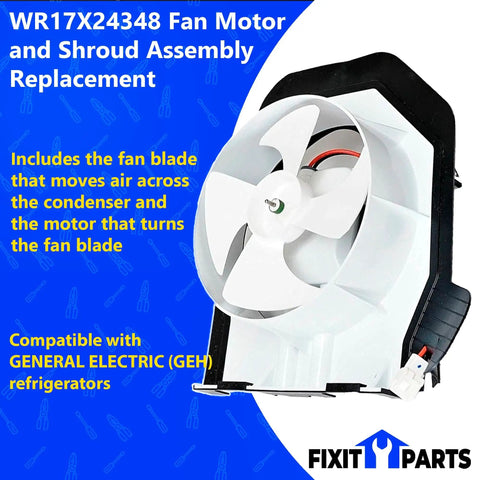 Condenser Fan Motor Shroud Assembly Replacement For Refrigerators WR17X24348 Replaces WR17X21162 WR17X29373 product.