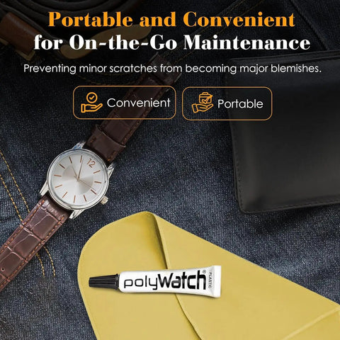 PolyWatch Plastic Watch Scratch Remover Polish With Microfiber Cloth 2 Pack Pro Grade Polish for Acrylic Watch Crystal Repair