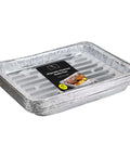 25 Pack Disposable Aluminum Broiler Pans For BBQ And Grilling Durable Ribbed Bottom Surface Pans 13.4 X 9 X 0.85 Inches Epic Value Multi Pack