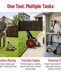 Universal String Trimmer Wheel Support Attaches To Any Weed Eater Turning It Into A Lawn Edger While Ditching The Burn On Your Wrists For Easy Weekend Jobs seen from multiple angles outdoors and in garage.