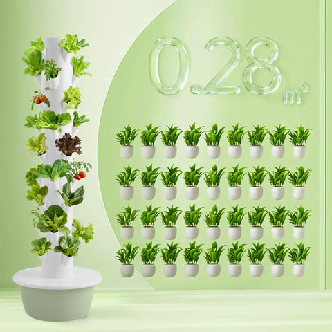 Compact Vertical Hydroponics Garden Tower With 36 Plant Pods And Smart Timer For Indoor And Outdoor Use Auto Watering