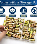 Rivet Nut Kit 60 Pcs Five Sixteenth By Eighteenth UNC Zinc Plated Carbon Steel Flat Head Threaded Insert Nuts in storage box