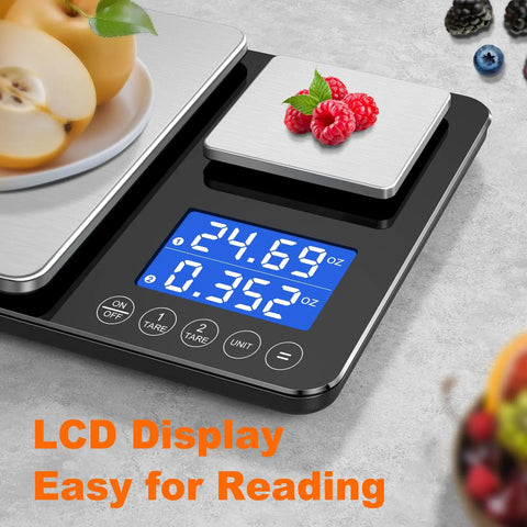 Dual Platform Kitchen Scale Pro Grade 33 Lb Large Scale And 1.1 Lb Mini Scale with LCD display for digital weight measurement