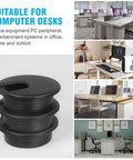2 Inch Desk Grommet Set Black Plastic Cable Hole Covers for Office Desks and Tables, easy cable management, 2 pieces