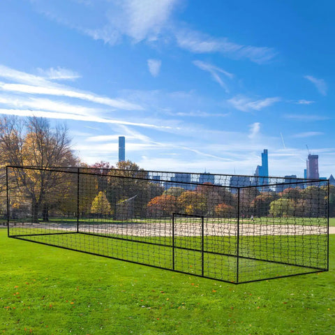 Heavy Duty Batting Cage Net For Baseball And Softball, Knotless PE Netting, Fully Enclosed Backyard Hitting Cage in park setting