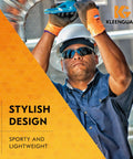 Worker wearing Nemesis Safety Glasses Smoke Anti Fog Lenses With Silver Frame Lightweight And Sporty Design Built For Outdoor Gigs