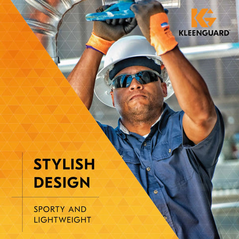 Worker wearing Nemesis Safety Glasses Smoke Anti Fog Lenses With Silver Frame Lightweight And Sporty Design Built For Outdoor Gigs