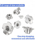 34 Pcs M10x1.5 T Nuts 304 Stainless Steel Four Prong DIN1624 Standard for Climbing Wall Woodworking and Furniture DIY Projects