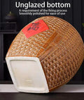 Top Shelf Ceramic Rice Storage Jar With Airtight Lid Chinese Design Grain Dispenser For Beans Coffee Tea Built Different Kitchen Organization Bucket Keeps Eats Fresh, unglazed bottom detail.