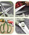 Collage of Three Pack Floral Pruning Shears Set With 65mm Stainless Steel Blades And Soft Rubber Grip Handles, including close-ups of blades and handles.
