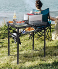 Foldable Grill Table For Outdoors, Lightweight Aluminum Frame, Height Adjustable From Low To Tall, Dense Mesh Desktop