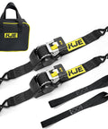 Retractable Ratchet Straps Set 2 Pack 2 Inch By 10 Foot Automatic Tie Down Straps With 2 Soft Loops Heavy Duty 3300 Pound Break Strength S Hook With Clip Self Retracting Strap For Motorcycle Kayak And ATVs Storage Bag Included