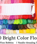 Rainbow Embroidery Floss Set With 50 Skeins In Bright Colors 12 Floss Bobbins And 1 Needle Threading Tool each skein about 8.75 yards.