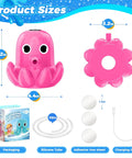 Rechargeable Cordless Octopus Water Table Pump Battery Powered Continuous Flow for Kid Friendly Water Tables No Drill Setup Magnetic Pump for Outdoor Water Play Easy Install Pink, includes magnetic pump, silicone tube, adhesive iron sheet, and charging cable.