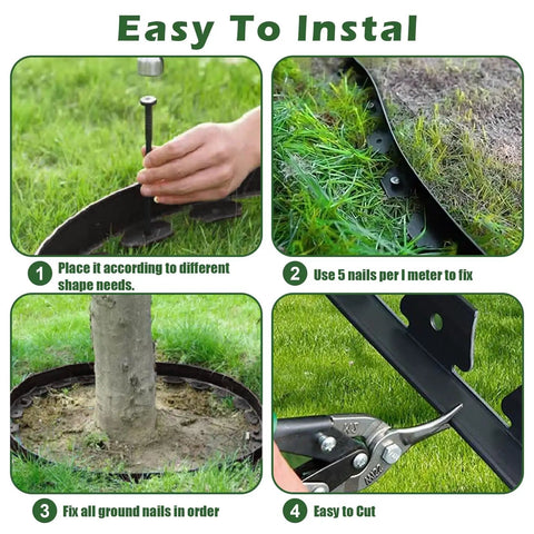 Steps to install Four Inch Tall Landscape Edging Kit For Garden Borders 40 Ft Black Plastic Border With Sixty Anchoring Spikes
