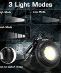 COB Keychain Light 2 Pack Ultra Compact USB C Rechargeable Carabiner Flashlight with three light modes and magnetic base