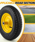 Universal 4.80/4.00-8 Pneumatic Tire And Wheel Assembly 16 Inch for various terrains shown