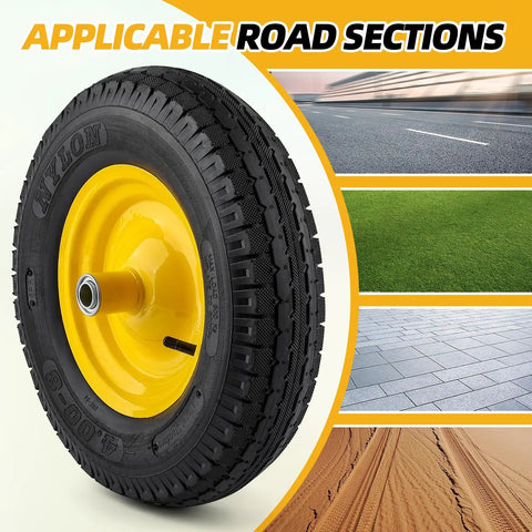 Universal 4.80/4.00-8 Pneumatic Tire And Wheel Assembly 16 Inch for various terrains shown