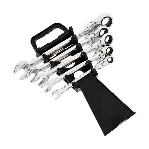 72-Tooth Ratcheting Wrench Set With Chrome Vanadium Steel Build And 180 Degree Flexible Heads 5 Piece Metric Grab And Go Tool Set