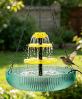3 Tier Hanging Solar Bird Bath Fountain With Cascading Water Feature And 16.4 Foot Cord Large Bird Bowl for outdoors