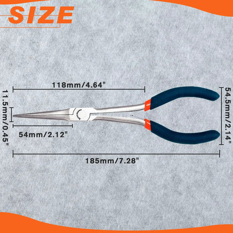 7 Inch Long Needle Nose Pliers For Jewelry Making And Wire Looping, Precision Mini Pliers With Smooth Jaws, High Leverage, Anti Slip Handles