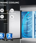 Heavy Duty Three Door Commercial Refrigerator Seventy Two Cubic Feet Stainless Steel Reach In Upright Fridge showing dynamic cooling system and R290 refrigerant.
