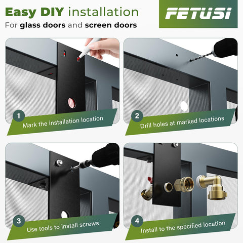 DIY Water Spigot Kit And Hose Bib Extender With Brass Connector installation on screen door