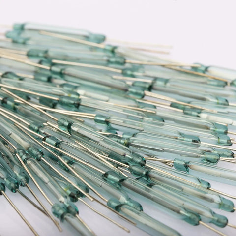 Lil 4 By 28 mm Normally Open Reed Switch Pack Of 10, compact magnetic switches, hermetically sealed design, for electronics projects.