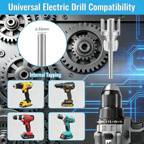 Universal Electric Drill compatibility for Premium 3-Piece Integrated PVC Pipe Threading Tool Set With Carbon Steel Build.