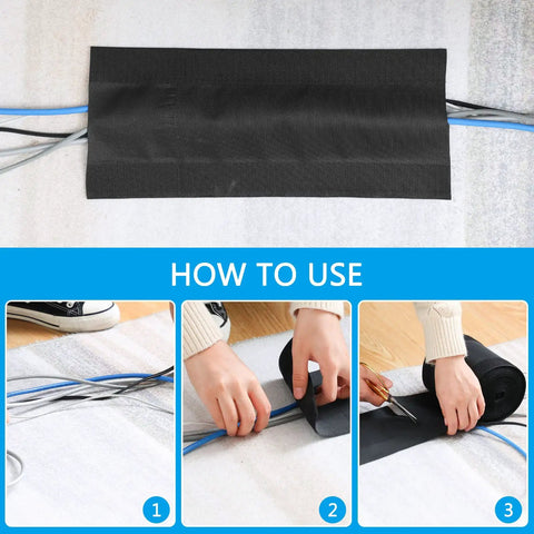 Cord Cover Floor Cable Protector For Carpet 4 Inches Wide By 50 Feet Long Easy Cut To Fit Keeps Cables Sorted And Safe