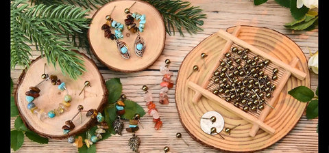 Antique Bronze Brass Round Ball Post Stud Earrings With Loop For Dangle Jewelry Making 100 Pcs Nickel Free 5mm Ball Size 16mm Long 1mm Pin 1mm Hole Solid And Versatile Craft Findings on wood tray