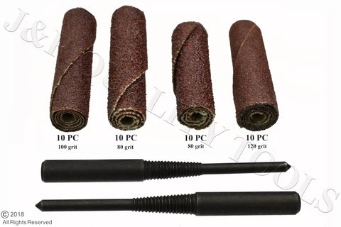 52 Piece Mini Sanding Cone Engine Porting Kit For Metal Shaping And Finishing In Automotive Shops, showing sanding cones and arbors