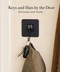 Heavy Duty Black Adhesive Wall Hooks Peel And Stick Hangers No Mess Quick Install For Entryway keeps keys and hats organized.