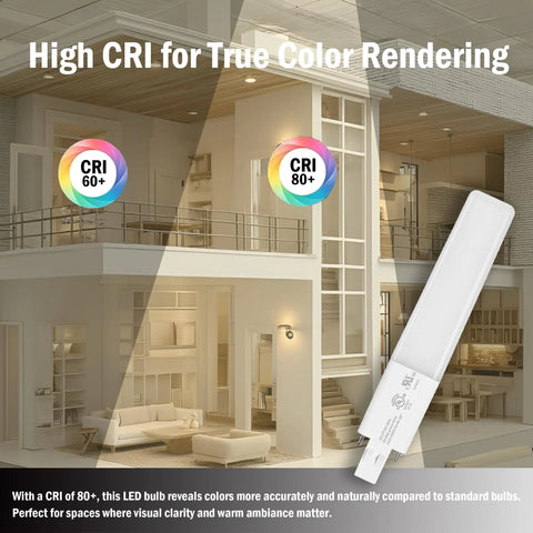 Ultra Slim 6W LED Bulbs For GX23 2-Pin CFL Replacements 5000K Cool White 360 Degree Beam Plug And Play 120-277V UL Listed