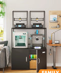 Heavy Duty Multi Shelf 3D Printer Stand With Smart Active Dehumidifying Filament Dry Box Featuring Industrial Airtight Lock To Keep Humidity Out And Save Your Expensive Spools For Flawless Pla Abs Petg in a home workshop setting.