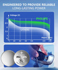 Top Shelf Cr2016 3V Lithium Coin Cell Battery 5 Pack Ultra Slim Card Style design with power graph and battery close-up.