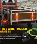 4 Pin 5 Wire Trailer Wiring Harness 18 Inch Replacement Kit with 16AWG Pure Copper Conductors and Y Split Design on trailer