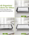 AZFUNN Office Metal Mesh Basket, black 5-pack desk mail organizer